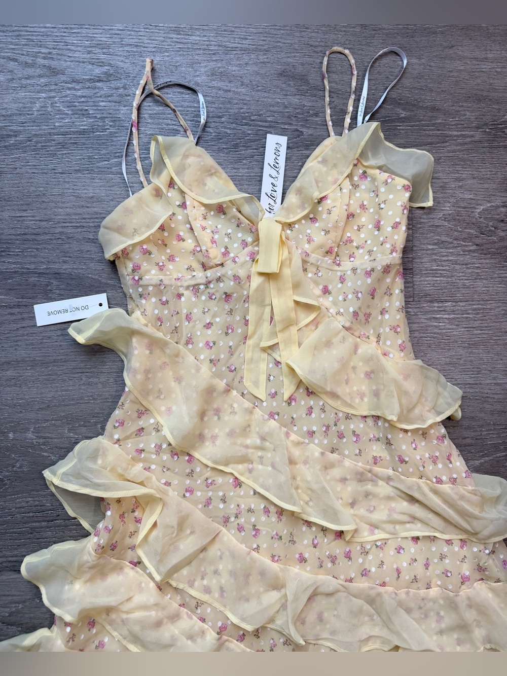 For Love & Lemons Debby Tiered Ruffle Midi Dress Size Medium NWT - Picture 9 of 11